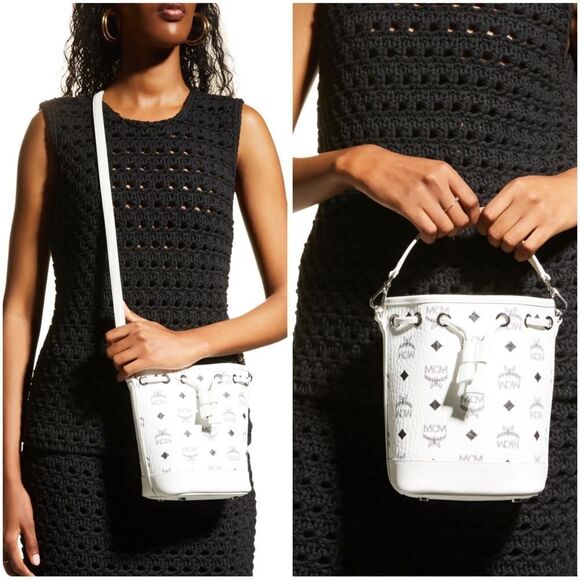 MCM Dessau Visetos Mini Drawstring Bucket Bag - Picture 3 of 13